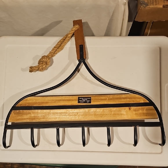 Hobby Lobby Farmhouse Wall Hook with Black and Brown Accents - Picture 2 of 3